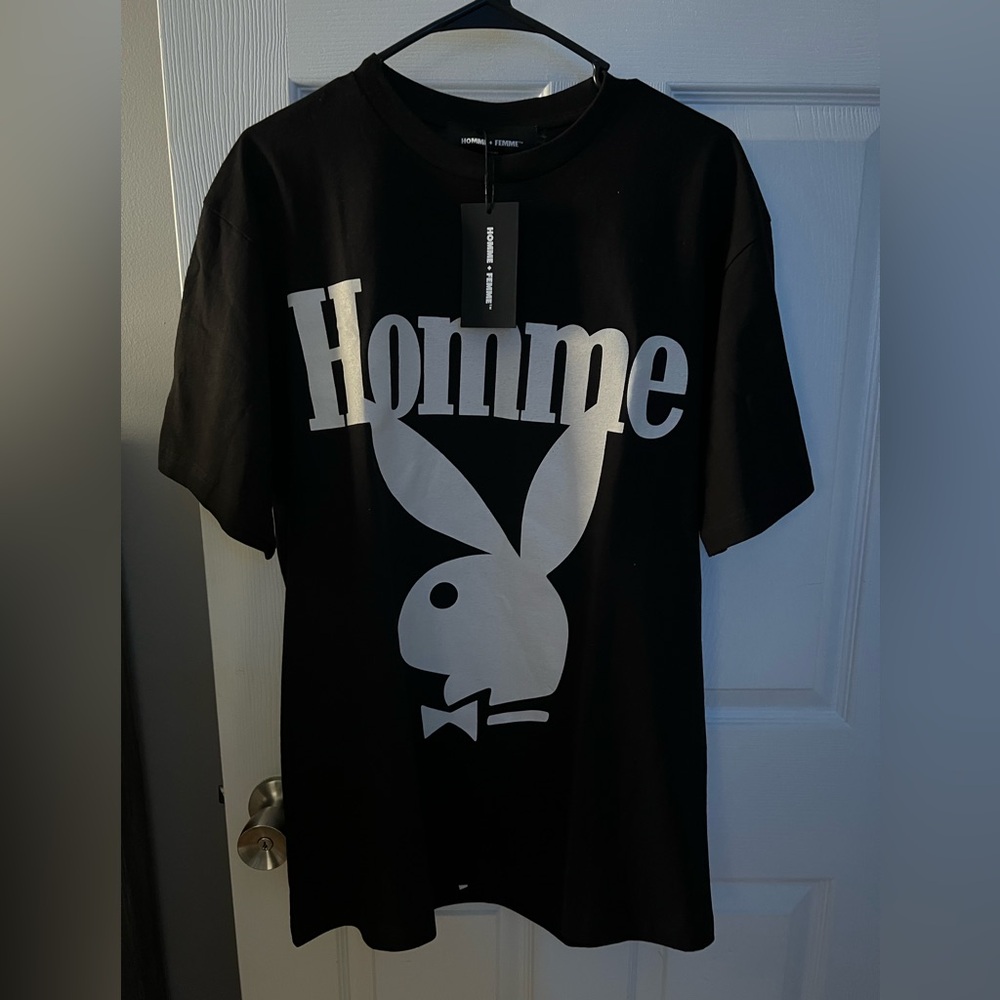 NWT: Homme Femme Black and white short sleeve shirt